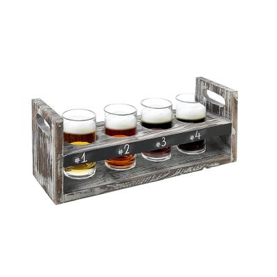 China China Bar Wood Serving Tray For Wine Glass Beer Flying Tray With Handle for sale