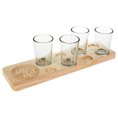 China China Bar Glass Mug Serving Wooden Tray For Wine Glass Beer Flight Tray for sale