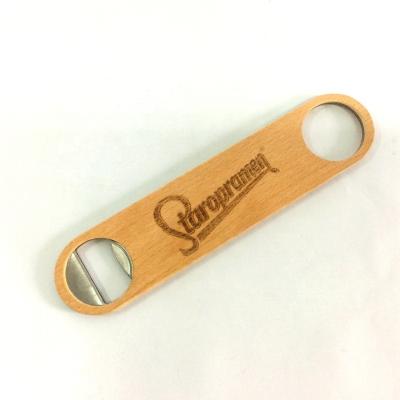 China Sustainable Hot Sale Custom Engraved Logo Beer Wood Bottle Opener for sale