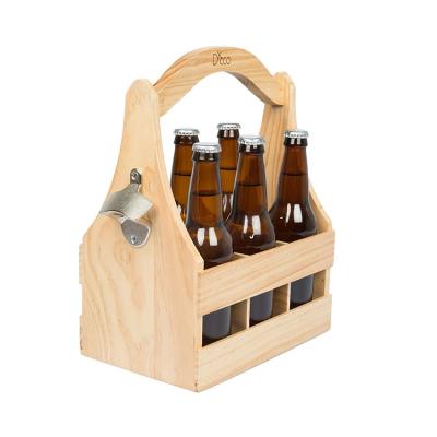 China Europe Pine Wooden Beer Carrier Cocktail Bottle Cart for sale