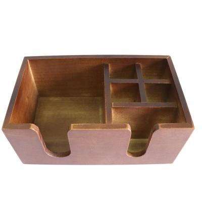 China 6-Compartment Vintage High Quality Disposable Wooden Straw Napkin Holder for sale