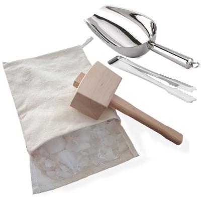 China Wooden Ice Crushed Ice Crushed Hammer Bag Ice Tools And Mallet Cloth Hot Selling Beech Wooden Mallet With Lewis Bag Wood for sale