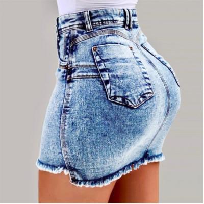 China Women's Summer New High Waist Washed Denim Skirt Denim Shorts Mini Jeans Skirt Plus Size for sale