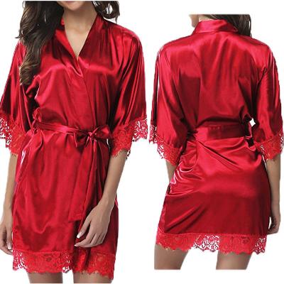 China QUICK DRY One Piece Silk Bathrobe Night Wear Pajamas For Women for sale