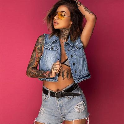 China Good Quality New Arrivals *GC-86901210 2020 New Fashion Wholesale Stylish Viable Summer Sleeveless Outwear Lady Women Denim Jackets for sale