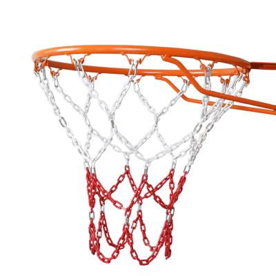 China BOLIFU Gymnasium 3.5mm Powder Basketball Manganese Steel Basketball Steel White Red Galvanizing Net Coated Chain Net for sale