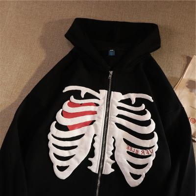 China Anti-wrinkle fashion spring autumn women grow hoodies halloween skull print sweatshirt women's hoodies zip up hoodie for sale