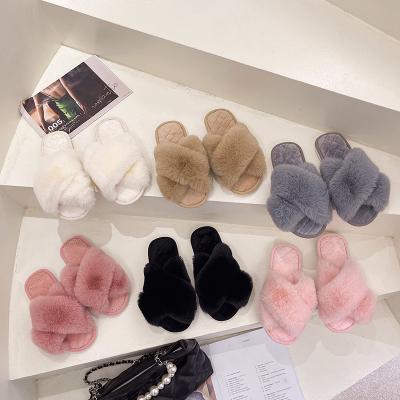 China 2021 New Trend Autumn Winter Fashion Set Women Designer Women Fur Slippers Warm Home Bag Slippers Wool for sale