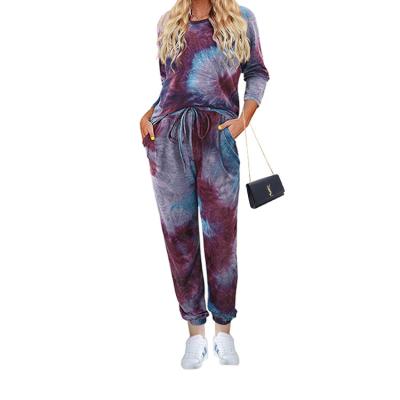 China 2021 New Style Hot Sale Women's QUICK DRY Two Piece Set Clothing Printing Stretch Casual Sports Suit Long Sleeve Pants Two Piece Set for sale