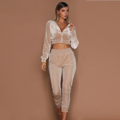 China 2021 QUICK DRY fall two piece suit plain color women's clothing sports set wholesale autumn women's two piece suit for women for sale