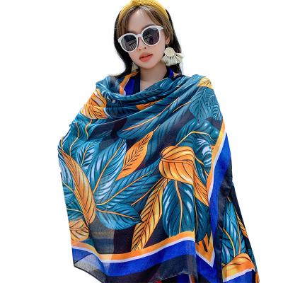 China 2021 new ladies nice cotton and print canvas satin sheet color sunscreen travel beach towel pungent silk scarf for sale