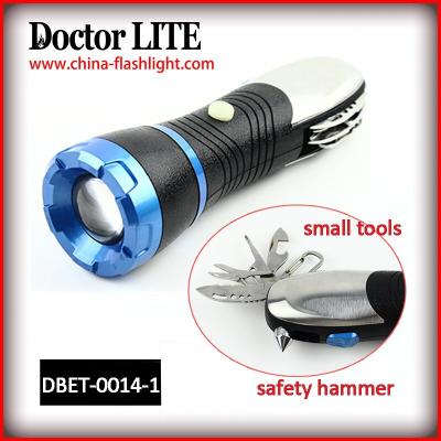 China ABS Polymer Multi Tool Torch Light with Safety Hammer, Road Safety 3 in 1 Multifunctional Car Led Emergency Hammer Light for sale