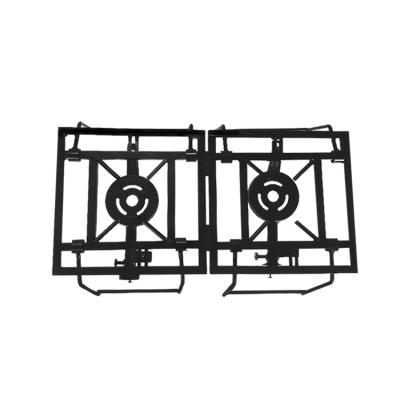 China Hotel Portable Outdoor Barbecue Cooking Foldable Cast Iron Gas Stove 2 Burners for sale