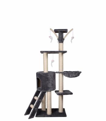 China 2021 Fashion New Stable Adjustable Plush Fleece Cat Towers Wooden Tree for sale