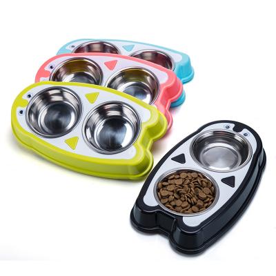 China Custom Portable Wholesale Automatic Pet Stainless Cat Bowl Logo Pet Feeding Bowl for sale