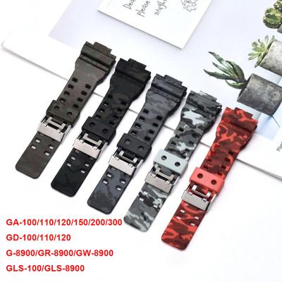 China 16mm Silicone Camouflage Silicone Replacement Watch Band For Casio G-Shock GA-100/110/120 GD-100/110 G-8900 GLS-100 Strap Wristband Band for sale