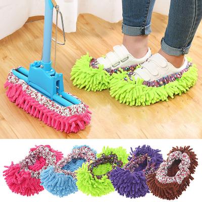 China Stocked Mop Slippers Room Dusting Floor Wall Dusting Cleaning Lazy Feet Shoes Covers Microfiber Reusable Washable for sale