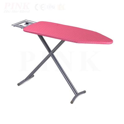 China Eco-friendly Tube Iron Board PINK Cleaning Foldable Clothes Rack Standing Iron Board for sale