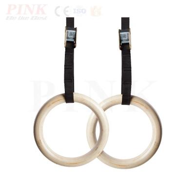 China Bodybuilding Customized Logo Wooden Gymnastic Pull Up Body Building Gymnastics Equipment Rings for sale