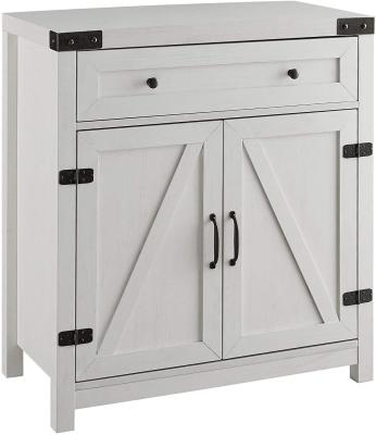 China Modern Farmhouse Double Assembled Barn Door Accent Cabinet, 30 inch, Brushed White for sale