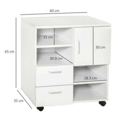 China Modern Movable Storage Cabinet Sideboard Wood Cupboard With Drawers 4 Shelves White for sale