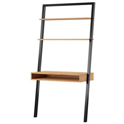 China Computer Desk Study Console Table Extendable Wooden Ladder Writing Desk With Shelves Metal Frame Keyboard PC Home Office Furniture for sale