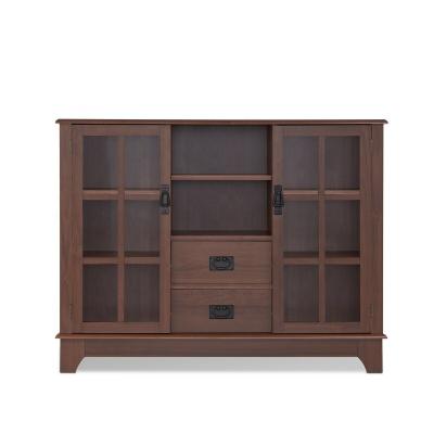 China (Height) adjustable elegant design two doors two pull out 3 woodiness side cabinet living room furniture with glass door for sale