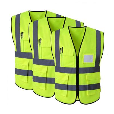 China Construction Reflect Safety Warning Reflective Vest With Pockets High Visibility Clothing Reflective Vest Safety Vest Jacket for sale