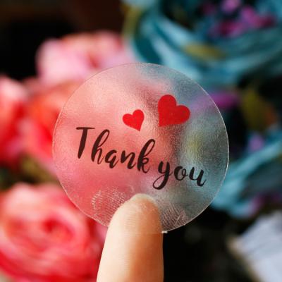 China Transparent Waterproof Sticker Label Thank You Seal Stickers Round Red Heart PVC Stationery Stickers Scrapbooking Diary Decor for sale