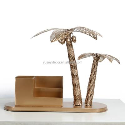 China Wholesale Europe Gold Metal Coconut Palm Tree Table Decor for sale