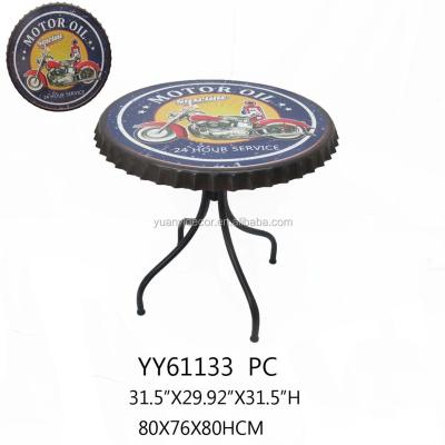 China Antique Coffee Table Factory Metal Beer Cap Tap Bar Table for sale