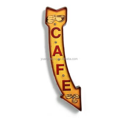 China Environment-Frendly Competitive Price Arrow COFFEE Metal Led Sign Cafe for sale