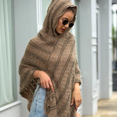 China 13%wool 55%acrylic 28%nylon 4%spandex women's tassel open front printed Poncho Cape Cardigan Wrap Shawl for sale