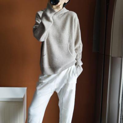 China Wool Cashmere Sweaters Women Pullover Belended Knitted Anti-pilling Hoodie for sale