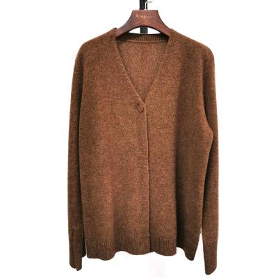 China Anti-pilling women's casual long sleeve knit off loose v-neck knitted wool sweater and yaks sweater cardigan for sale