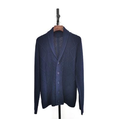 China Wholesale V-Neck Sweater 30% Wool 70% Nylon Fashion Anti-pilling Men's Sweater Cardigan With Cable for sale