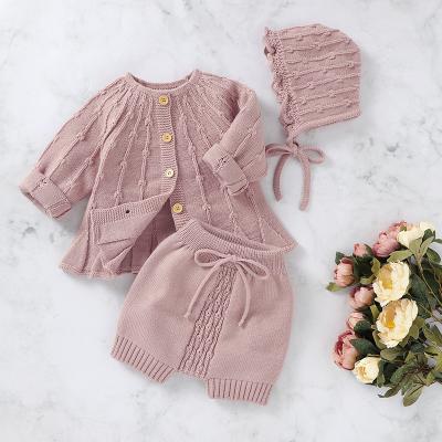 China Spring 2021ss 100% cotton anti-shrink baby knitted sweater set knitted clothes sweater manufacturer for sale