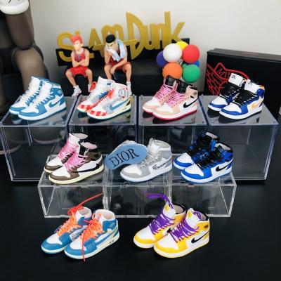 China Wholesale PVC Rubber Basketball AJ Ring Main Set With Box And Bag Mini Sneaker 3d Jordan Shoe Keychains Bulk for sale