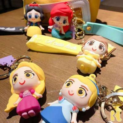 China Metal Castle Princess Series Mermaid Fashion Cartoon Key Chain Key Chain Pendant Rubber Gift for sale