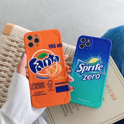 China Fashion Design Shockproof Fanta Sprite Soda Cellphone Case For 11 12 X XS XR XS Pro Custom Silicone Bag Mobile Phone Cover for sale