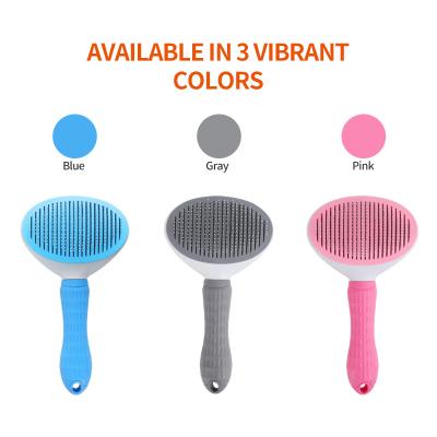 China Sustainable Cat Slicker Brush Remove Dog Bristle Pet Comb Self Cleaning Dog Pet Grooming Brush Automatically for sale