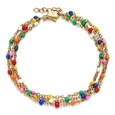 China New Multicolor BOHEMIA Summer Beach Foot Chain Fashion Jewelry Bohemia Layered Pearl Anklets For Women Stainless Steel for sale