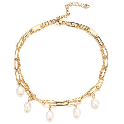 China FASHIONABLE Recommend Fashion Double Layered Barefoot Bracelet For Women Tarnish Free Stainless Steel Bead Anklet With Charm for sale