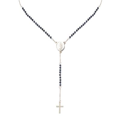 China Vintage Our Lady of Jesus Fringe Cross Stainless Steel Necklace Rosary Necklace Easter Gift for sale