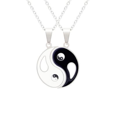 China Trendy Surprise Price Chinese Tai Chi Yin Yang Round Necklaces For Lover Stainless Steel Couples Necklace Valentines Gift for sale