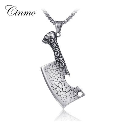 China Fashionable Vintage Cinmo Jewelry Ghost Head Knife Pendant Necklace 316L Stainless Steel Weapon Necklaces For Women Men Charm Jewelry for sale