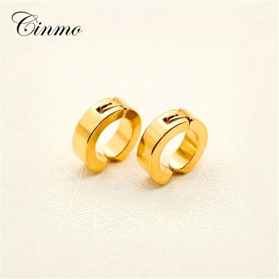 China CLASSIC Cinmo Classic Round Clip On Circle Earrings For Women Men Hip Hop Gold Stainless Steel Punk Earrings Ear Jewelry Wholesale Gifts for sale