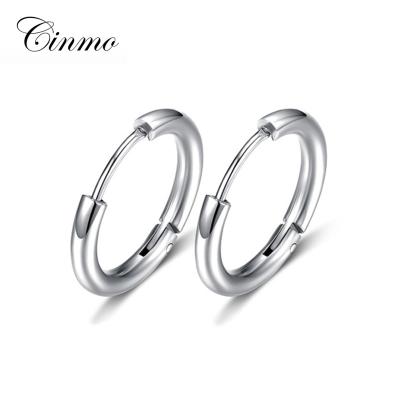 China Cinmo CLASSIC Jewelry Wholesale 316L Stainless Steel Hoop Earrings Stud Earring Korean Hot Sale For Women Men Charm Ear Clip for sale