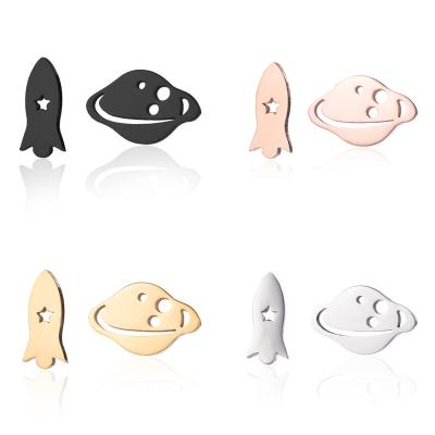 China TRENDY All-match Stud Earrings Spaceship Stainless Steel Small Fashion Stud Earrings Girls WISH Jewelry for sale