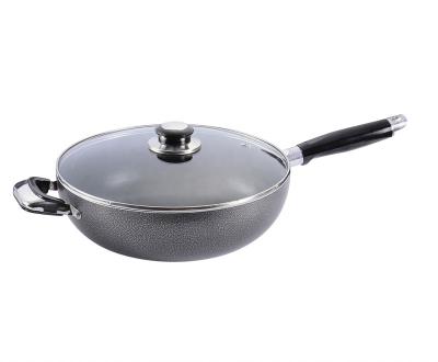 China 2022 Viable Large Aluminum Nonstick Chinese Wok with Glass ID for sale